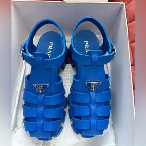 Prada Vibrant Blue Platform Sandals